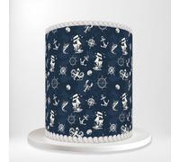 Beautiful Blue White Sailboat Anchor Compass Octopus Shells Wrap Around Print A4 Edible Paper Icing Sheet Cake Topper Side Ribbon Border Decor for Personalised Themed Decorations