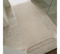 Beautiful Boho Rug with Tassels for Your Bathroom 2x4.3 FT- Soft 100% Cotton Mat Fits Perfectly Into Your Home - A Cute, Non-Slip and Absorbent Crochet Rug Ideal to Enhance Any Bath/Bedroom Decor
