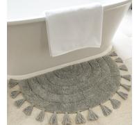 Beautiful Boho Rug with Tassels for Your Bathroom - Soft Half Circle 100% Cotton Mat Fits Perfectly Into Your Home - A Cute, Non-Slip and Absorbent Crochet Rug Ideal to Enhance Any Bath/Bedroom Decor