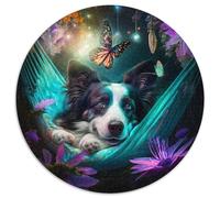 Beautiful Border Collie 1000 Pieces Puzzles for Adults 1000Pc Adults Round Jigsaw Puzzle Gift for Men And Women, Daily & Special Occasion 67.5x67.5cm