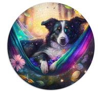 Beautiful Border Collie Jigsaw Puzzles for Adults 1000 Round Cardboard Puzzles Challenging DIY Brain Game, Interactive Family Activity 1000pcs (67.5x67.5cm)