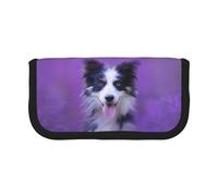 Beautiful Border Collie Puppy，Large Capacity Pencil Case, Pen Pouch Organizer Canvas Pencil Bag for Girls