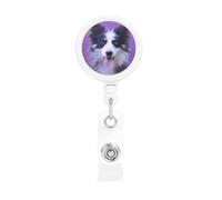 Beautiful Border Collie Puppy, Retractable Badge Holder,Badge Reels Holder with ID Clip Alligator Clip