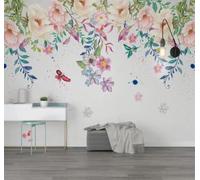 Beautiful Botanical Pink Flowers Flying Birds 3D Wallpaper Luxury Home Dining Decor Paste Sofa Living Room The Wall for Bedroom Mural-150cm×105cm