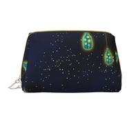 Beautiful Bottle of Under The Night Sky Leather Hand-Held Zipper Makeup Bag Cute Make Up Case Large Wide-Open Pouch Pen Case