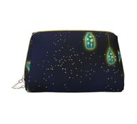 Beautiful Bottle of Under The Night Sky Leather Hand-Held Zipper Makeup Bag Storage Bag for Miscellaneous Items Pen Case