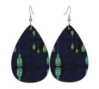 Beautiful bottle of under the night sky Print Leather Dangle Earrings - Lightweight Teardrop Costume Earrings for Parties, Valentine's Day
