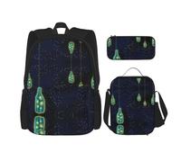 Beautiful Bottle of Under The Night Sky School Bag Pencil Case Lunch Bag Combinationbackpack for Kids School Bookbag