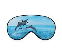 Beautiful Bottlenose Dolphins Sleep Mask Cute Marine Animal Blindfold for Sleeping Elastic Blackout Eye Mask Cover for Full Night's Sleep Travel and Nap