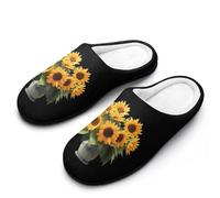 Beautiful Bouquet of Sunflowers Women‘s Cotton Slipper Comfortable Cozy Plush Slippers Anti-Skid Indoor House Closed Toe Shoes
