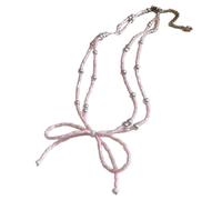 Beautiful Bowknot Choker Necklace Elegant Imitation Pearl Collarbone Chain Unique Neckchain Ornament For Women Girls Beaded Necklace