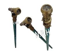 Beautiful Brass Antique Telescope With Compass Wooden Leather Walking Stick Cane