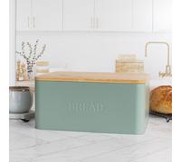 Beautiful Bread Box With Wooden Lid For Your Kitchen Countertop - Spacious Container Perfectly Stores Your Homemade Bread, English Muffins & Bagels - Quality Cutting Board Lid Keeps Bread Fresh