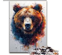 Beautiful Brown Bear Adult Jigsaws 1000 Piece, Help The Brain Exercise Addictive Toys to Cultivate Patience Unique Challenge Game (50x75cm)