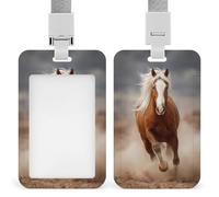 Beautiful Brown Horse ID Badge Holder Retractable Clip Card Holder Card Protector Name Badge Name Tag for Work Office Doctor Nurse