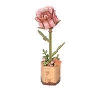 Beautiful Build It Yourself Wooden Pink Rose Pot Model Building Kit