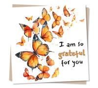Beautiful Butterflies Appreciation Card - I Am So Grateful For You - Butterfly Thank You Card For Friends Or Family