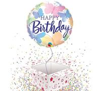 BEAUTIFUL BUTTERFLIES BDAY 46CM ROUND FOIL -INFLATED BALLOON IN A BOX
