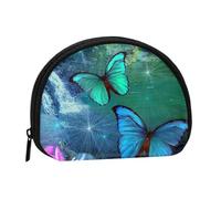 Beautiful Butterflies Pattern Print Portable Mini Storage Bag Shell Shaped Wallet Small Coin Wallet Shell Storage Bag