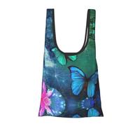 Beautiful Butterflies Pattern Print Reusable, Foldable,Washable Grocery Bags Foldable in A Pouch Eco Tote Shopping Bag,Daily Shopping Loading