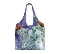 Beautiful Butterflies Print Canvas Tote Bag Shoulder Handbag Large Capacity Shopping Bag