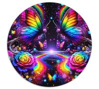 Beautiful Butterfly 1000 Pieces Colorful Butterflies Jigsaw Puzzle Round DIY Education Games Women Gifts for Men 1000pcs (67.5x67.5cm)