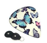 Beautiful Butterfly 6 Pack Guitar Picks With Holder, Personalized Guitar Plectrums Non-Slip Portable Ukulele Bass Picks 0.46mm For Acoustic Guitar Lovers Gifts