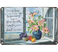 Beautiful Butterfly And Flowers Everyday Is A New Beginning Retro Metal Tin Sign Wall Decor Home Garden Cafes Kitchen Man Cave Art Metal Sign 12X16 Inch