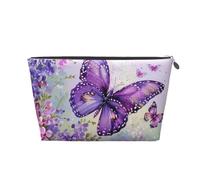 Beautiful Butterfly Art Printed Travel Cosmetic Bags with Silver Zipper Makeup Organizer Cosmetic Case Toiletry Bag for Women Mom Girls