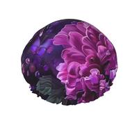 Beautiful Butterfly Floral Print Shower Cap for Women Men, Reusable Double-Layer Fabric Bathing Cap Girls Hair Caps, 27 CM