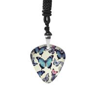 Beautiful Butterfly Guitar Pick Necklace Exquisite Titanium Steel Personalized Necklaces Cool Pendant Necklaces Fashion Guitar Pick Holder Necklace Unique Gifts for Adult