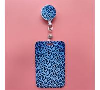 Beautiful Butterfly Leopard Print Bank Card Holder Women ID Card Cover Girls Badge Holders with Lanyard Necktie(Retractable card-07)