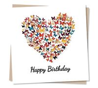 Beautiful Butterfly Love Heart Happy Birthday Card - Butterfly Lovers - Special Card For Your Family and Friends - Playful and Heartfelt Greetings Wish for Family and Friends - Made in UK