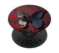 Beautiful Butterfly on Red Rose Background PopSockets Swappable PopGrip