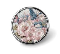 Beautiful Butterfly Pattern Badges Circle with Button Design, Personalized Picture Pin Brooches, Round Badge Holders for Decorate Hat Shirt Clothing Bag Accessories