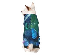 Beautiful Butterfly Pattern Print Dog Hoodie Sweatshirt For Small Dogs, Warm, Soft And Breathable Pet Clothes, Easy To Wear Jumper For Winter And Fall Warm