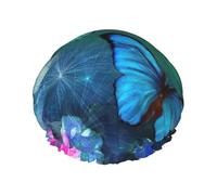 Beautiful Butterfly Pattern Shower Caps For Women, Elastic And Reusable Bath Caps, Double Waterproof Layers Shower Cap, Bathing Shower Caps