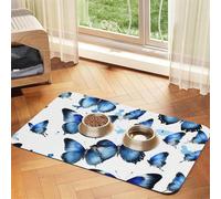 Beautiful Butterfly Print Pet Absorbent Leather Tablecloth for Dogs Cats,Pet Food Mat Leather Feeding Mat for Dogs Cats