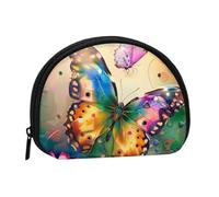 Beautiful Butterfly Printed Mini Coin Pouch, Shell Shape Zip Around Wallet, Small Zipper Pouch for Cash, Cards, Keys, Lipstick, Storage Pouch, Travel Organizer