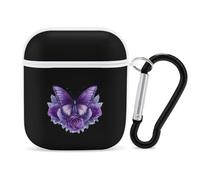 Beautiful Butterfly Purple Rose Earphone Case Cover Compatible with AirPods 1&2 Shockproof Bluetooth Headset Case White-style