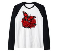 Beautiful Butterfly Red Butterfly Lovers Women Raglan Baseball Tee