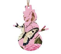 (Beautiful butterfly) Wooden Christmas Ornaments Set Snowman Shape Holiday Hanging Decorations for Xmas Tree Gift Wrapping, 6 PCS