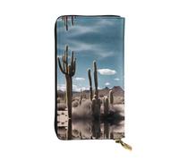 beautiful cactus Print Leather Long Clutch Wallet â€“ Fashion Personalized Wallet, Multiple Card Slots and Coin Pocket, Black, One Size