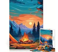 Beautiful Camping Night Jigsaw 1000 Pieces for Teenagers Thinking Skill Leisure Pleasure Neat Edges Winter Gift (38x26cm)