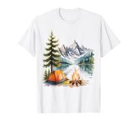 Beautiful Camping Scene with Mountains Forest Campfire T-Shirt