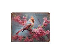 Beautiful Cardinal Bird Sitting On Pink Retro Poster Metal Tin Sign Chic Art Retro Iron Painting Bar People Cave Cafe Family Garage Poster Wall Decoration 12x16inch(30x40cm)