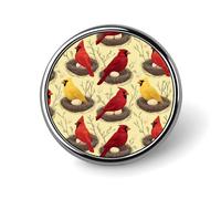 Beautiful Cardinal Birds Round Badge Button Pins Custom Brooches Lapel Pins for Women Men Clothing Decoration