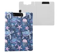 Beautiful Cartoon Sea Creatures Clipboard Folder, A4 Size Folder Clipboard with Pen Slot for Office School