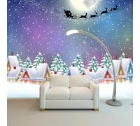 Beautiful Cartoon Watercolour Snow House Pine Snowflake 3D Wallpaper Premium Textured Silk Study Dining Living Room Bedroom Sofa TV Wall Easy Install-300cm×210cm
