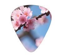 beautiful cherry blossoms print Celluloid Guitar Plectrums for Acoustic Guitar Bass,Guitar Picks with Organizer Box